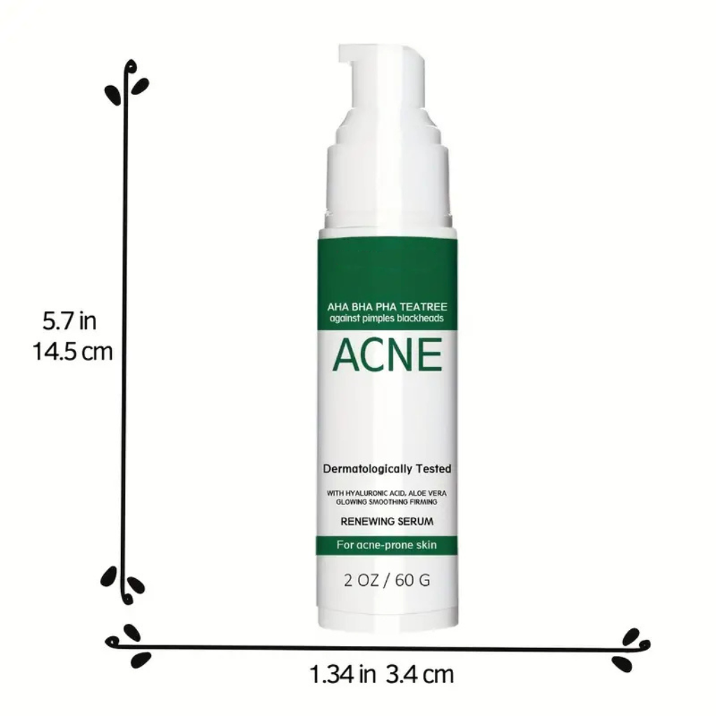 Tea Tree Acne Gel with AHA, BHA, PHA - Oil-Free Exfoliating Serum for Smooth, Soft Skin - Moisturizing Formula with Alpha Hydroxy Acids, Salicylic Acid, and Aloe Vera - main product photo