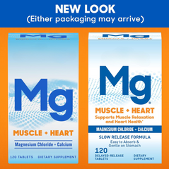 Muscle + Heart Magnesium Chloride with Calcium Supplement to Support Muscle Relaxation, Occasional Muscle Cramping & Heart Health, High Absorption, 120 Count