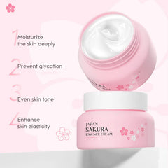 Sakura Essence Cream Facial Moisturizer, Daily Hydrating Repair Face Cream with Sodium Hyaluronate for All Skin Types, Face and Neck Cream to Smooth Skin (60g