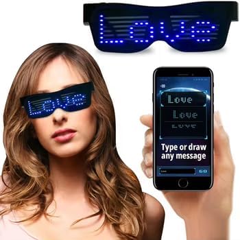 LED Glasses, Party Glasses, Customizable Bluetooth Glasses, Light Up Glasses, for Birthday Party, Halloween Party, Christmas, New Year, Neon Glasses, Smart Glasses, Led Light Party