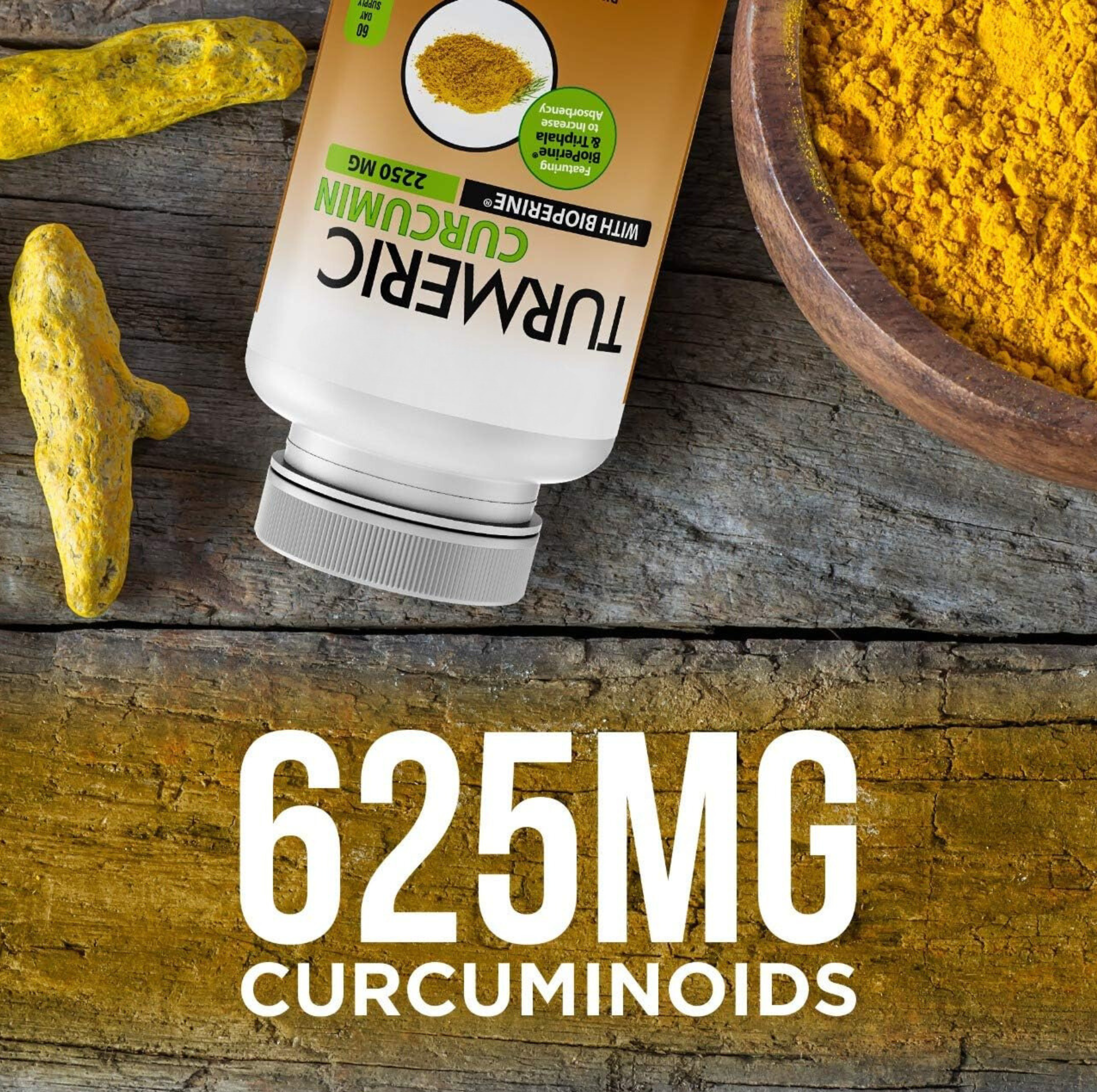 Turmeric Curcumin with Triphala - 2250mg/d - Veggie Caps - 95% Curcuminoids with Black Pepper Extract (Bioperine) - 750mg Capsules - 100% Organic - Most Powerful Turmeric Supplement (180 Count)