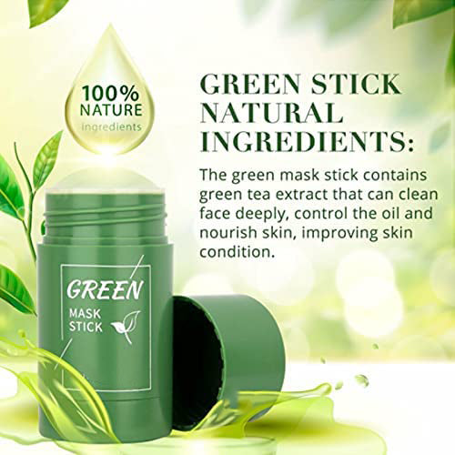 Green Tea Mask Clay Stick For Face | Poreless Deep Cleanse Acne Blackhead Remover Works All Skins But Sensitive Purifying Cleansing Blackheads, 1.4 Ounce (Pack of 1)