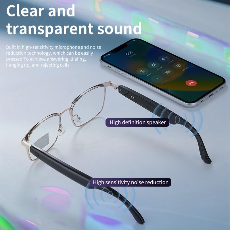 Smart Audio Glasses with Bluetooth, Polarized Photochromic Lenses, Blue Light Protection, Remote Control, Black for Men and Women
