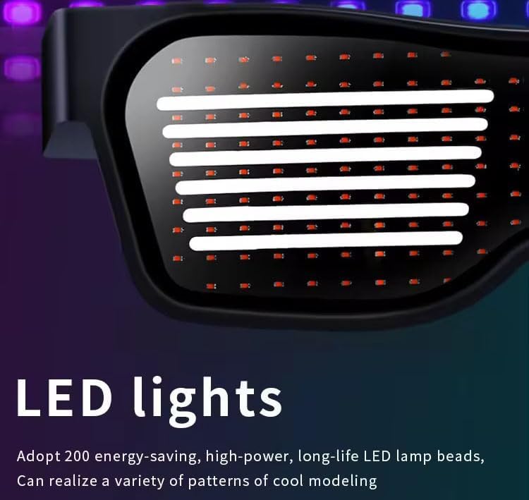 LED Glasses, Party Glasses, Customizable Bluetooth Glasses, Light Up Glasses, for Birthday Party, Halloween Party, Christmas, New Year, Neon Glasses, Smart Glasses, Led Light Party
