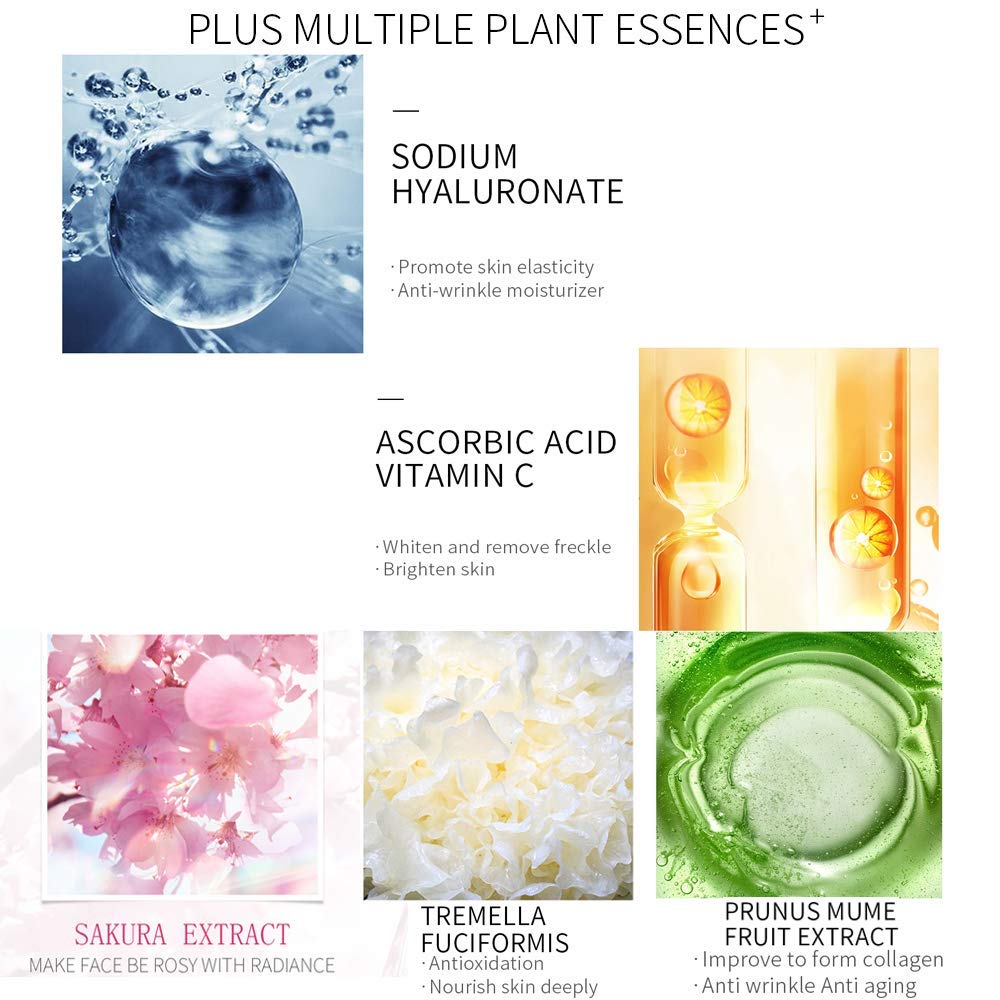 Face Fluid Essence Moisturizing Skin Shining Cherry Blossom Hyaluronic Acid Serum Essence Shrink Pores Tightening Skin Face Solution (17ml)