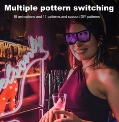 LED Glasses, Party Glasses, Customizable Bluetooth Glasses, Light Up Glasses, for Birthday Party, Halloween Party, Christmas, New Year, Neon Glasses, Smart Glasses, Led Light Party