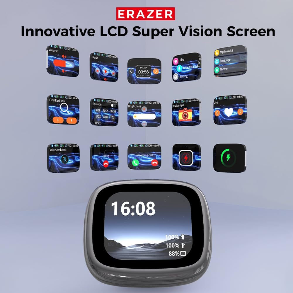 XF28 AI Translation Earbuds Real Time Translator Earbuds LCD Touch Screen Open Ear Clip Wireless Bluetooth Translating Headphones Included for 135 Languages Translation Device with APP