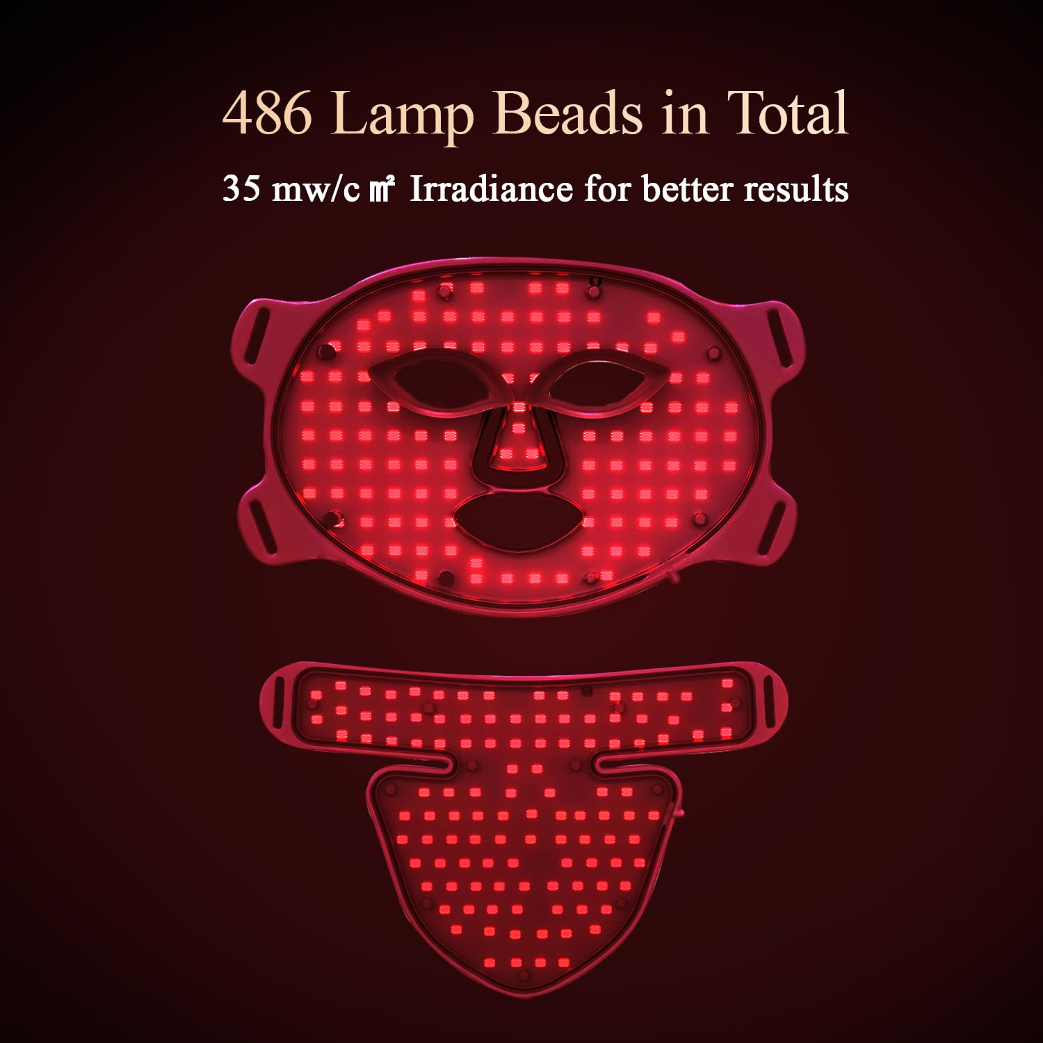 Led Red Light Therapy Face & Neck Mask, 7 Colors Led Light Therapy Facial Mask, Infrared Red Light Therapy Mask, Infrared Light Skin Rejuvenation(Black)