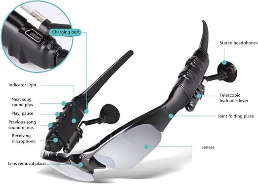 Wireless Bluetooth Sports Audio Glasses, Polarized Glasses for Smart Driving with Open Ear, Sight, Calling Hands (Full Set of, Complete Set of Lenses, Lightweight
