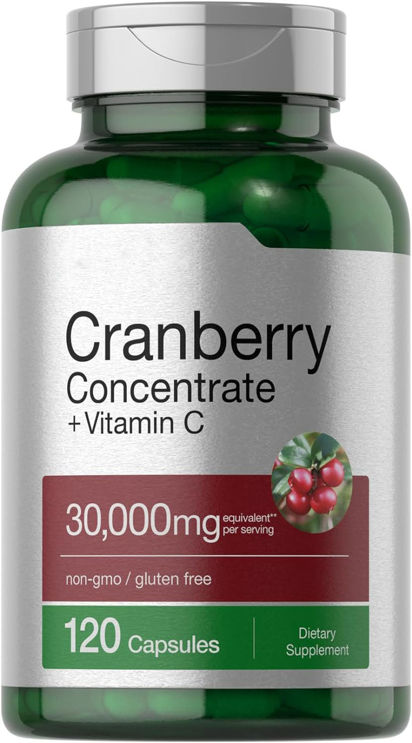 Cranberry Concentrate Extract Pills + Vitamin C | 30,000mg | 120 Capsules | Triple Strength Ultimate Potency Formula | Non-GMO and Gluten Free Supplement