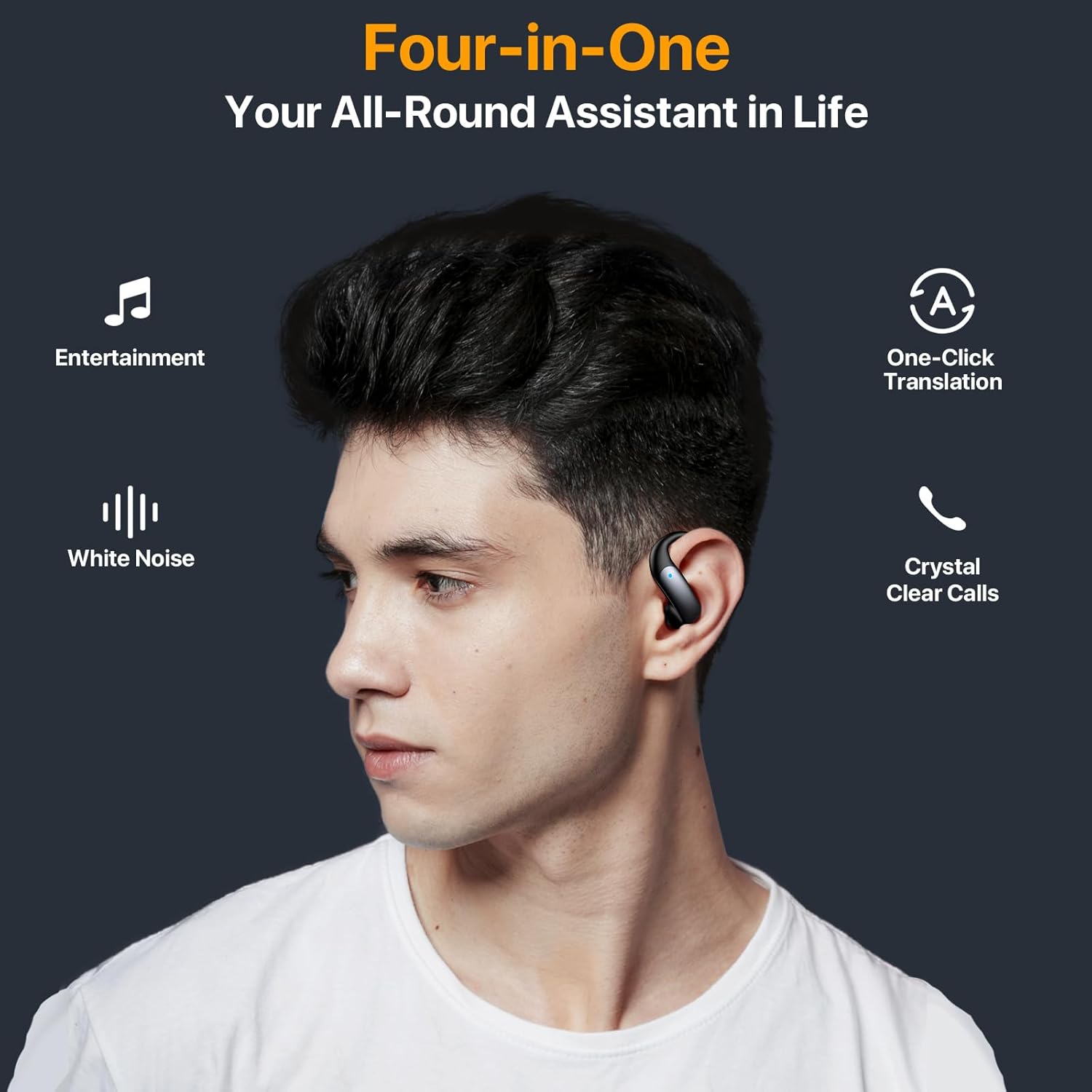AI Translation Earbuds Real Time,144 Languages & Accents Translator Earbuds,4 in 1 AI BluetoothTranslating Headphone Support Playing Music Phone Calls for Travel Business Learning
