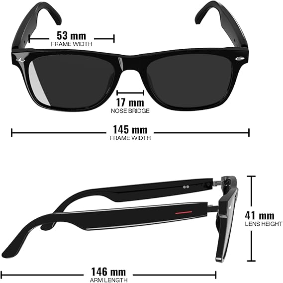Smart Glasses with AI Translation, Support 110+ Languages, Voice Recorder with App, Open Ear Headphones, Bluetooth Audio Sunglasses for Woman&Man