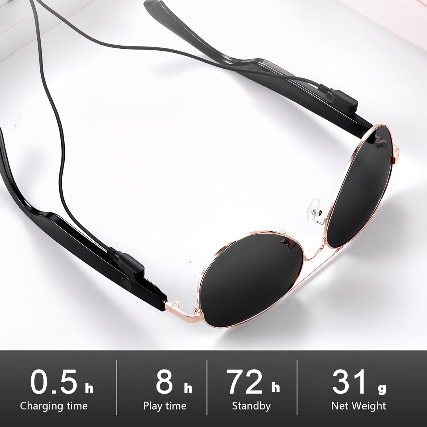 Smart Glasses with Ai translator,Translation Glasses for Women Men Bluetooth with Chat GPT 164 Language sunglasses Lens Clear Headphone with Speaker forTravel Meeting Trade Businesss (Black)