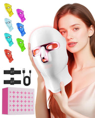 Red Light Therapy Mask for Face & Neck, LED Face Light Therapy,USB C Rechargeable,Infrared Mask for Home Working Travel Yoga