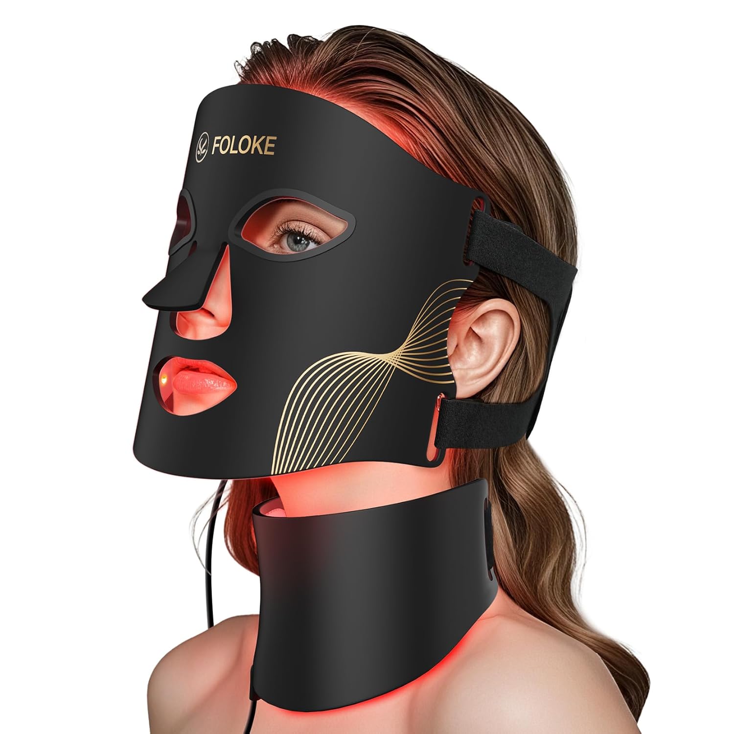 LED Light Therapy Mask Skin Care ， LEDs face mask & neck mask Red - Wavelength for Home Use, – Advanced Skincare Made Easy (Licorice)