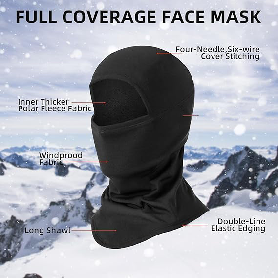 Balaclava Ski Mask for Men Cold Weather Scarf Windproof Thermal Winter Neck Warmer Hood for Cycling Hiking