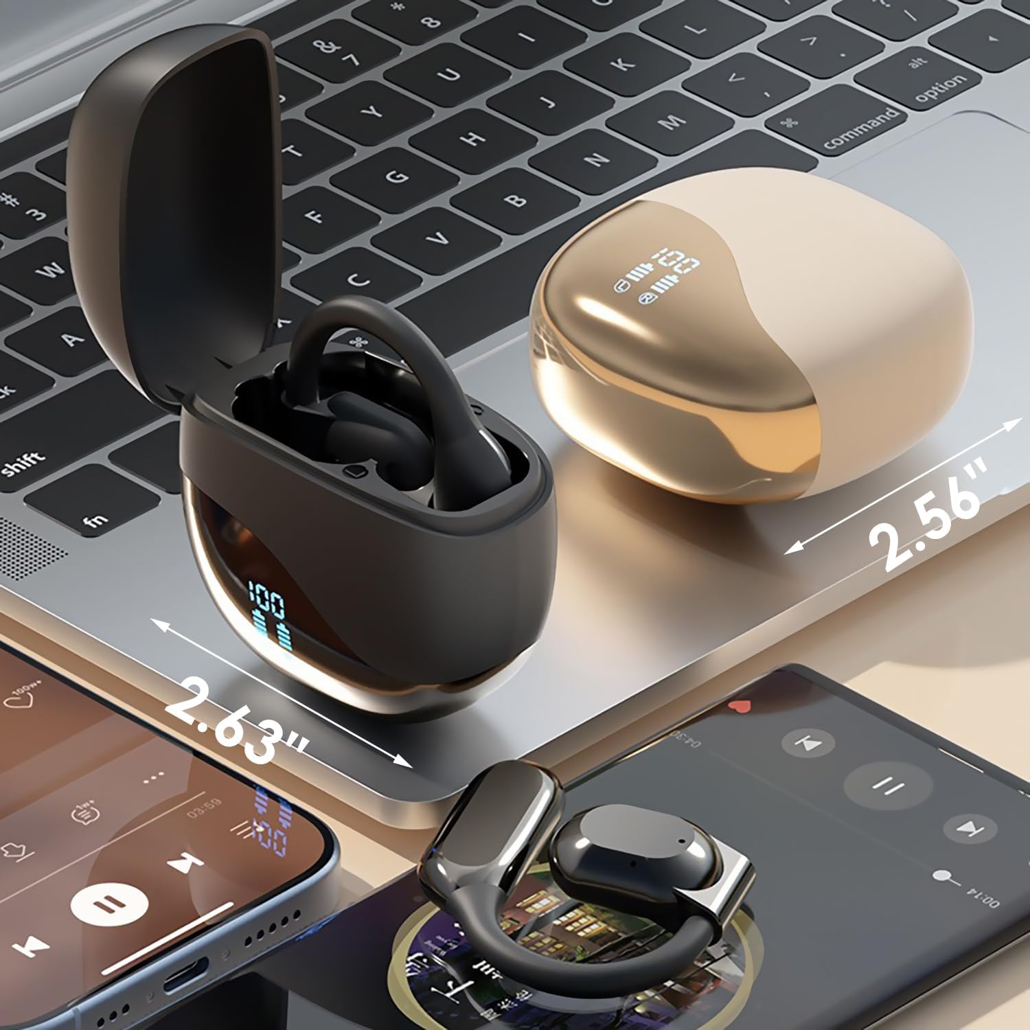 Language Translator Earbuds, 3-in-1 Translation Earbuds, AI Translation Earbuds Real Time for Android iOS, 144 Languages AI Earbuds Translators Headphones for Travel Business Learning (Khaki)