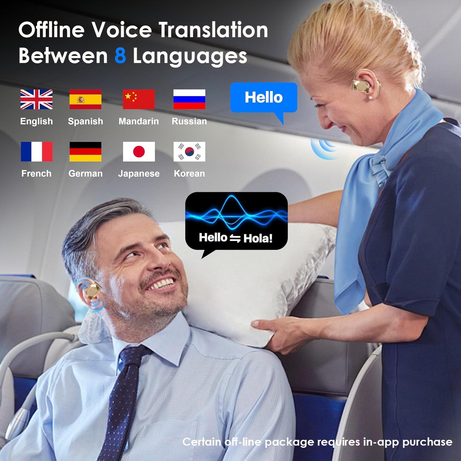 Language Translator Earbuds, 3-in-1 Translation Earbuds, AI Translation Earbuds Real Time for Android iOS, 144 Languages AI Earbuds Translators Headphones for Travel Business Learning (Khaki)