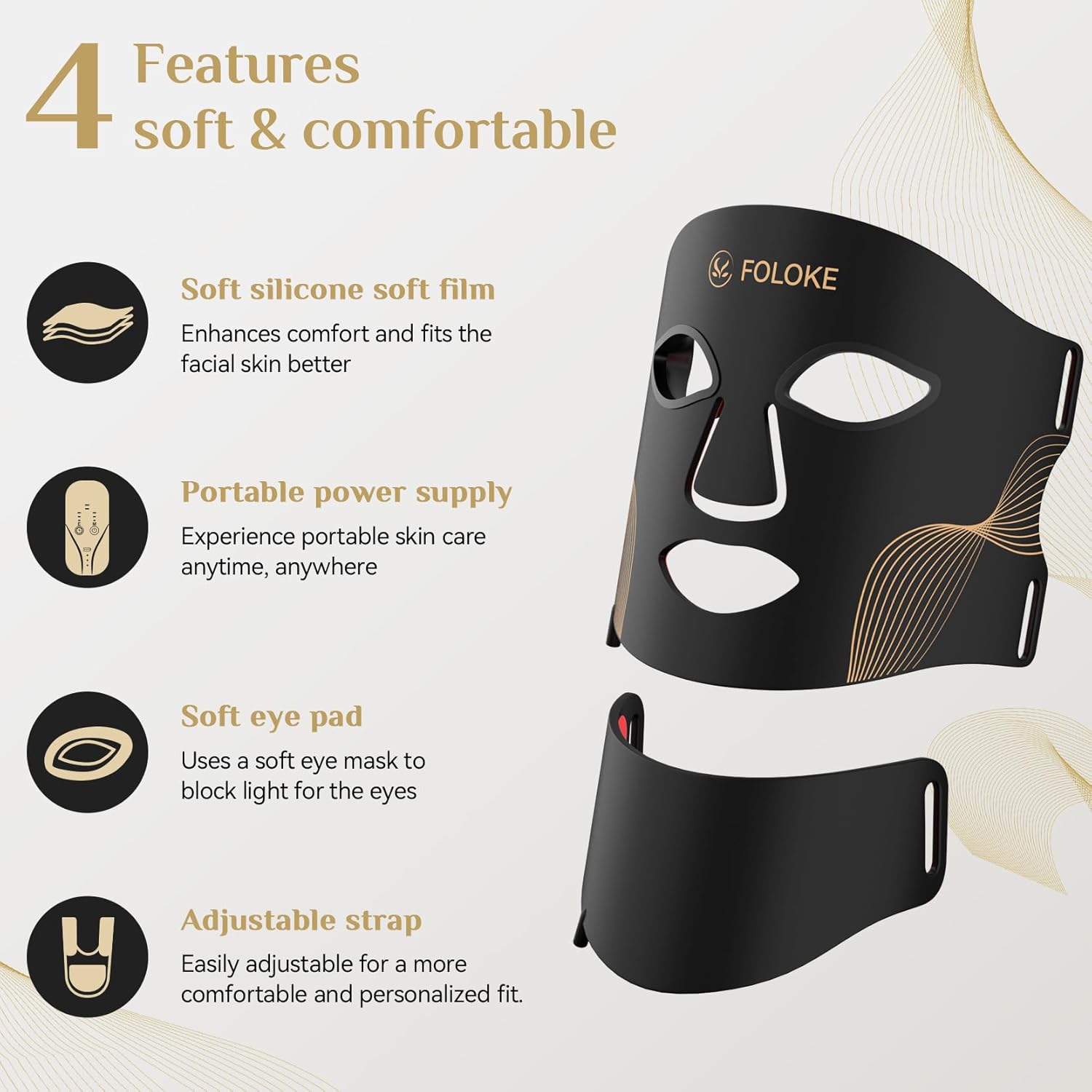LED Light Therapy Mask Skin Care ， LEDs face mask & neck mask Red - Wavelength for Home Use, – Advanced Skincare Made Easy (Licorice)