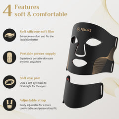 LED Light Therapy Mask Skin Care ， LEDs face mask & neck mask Red - Wavelength for Home Use, – Advanced Skincare Made Easy (Licorice)
