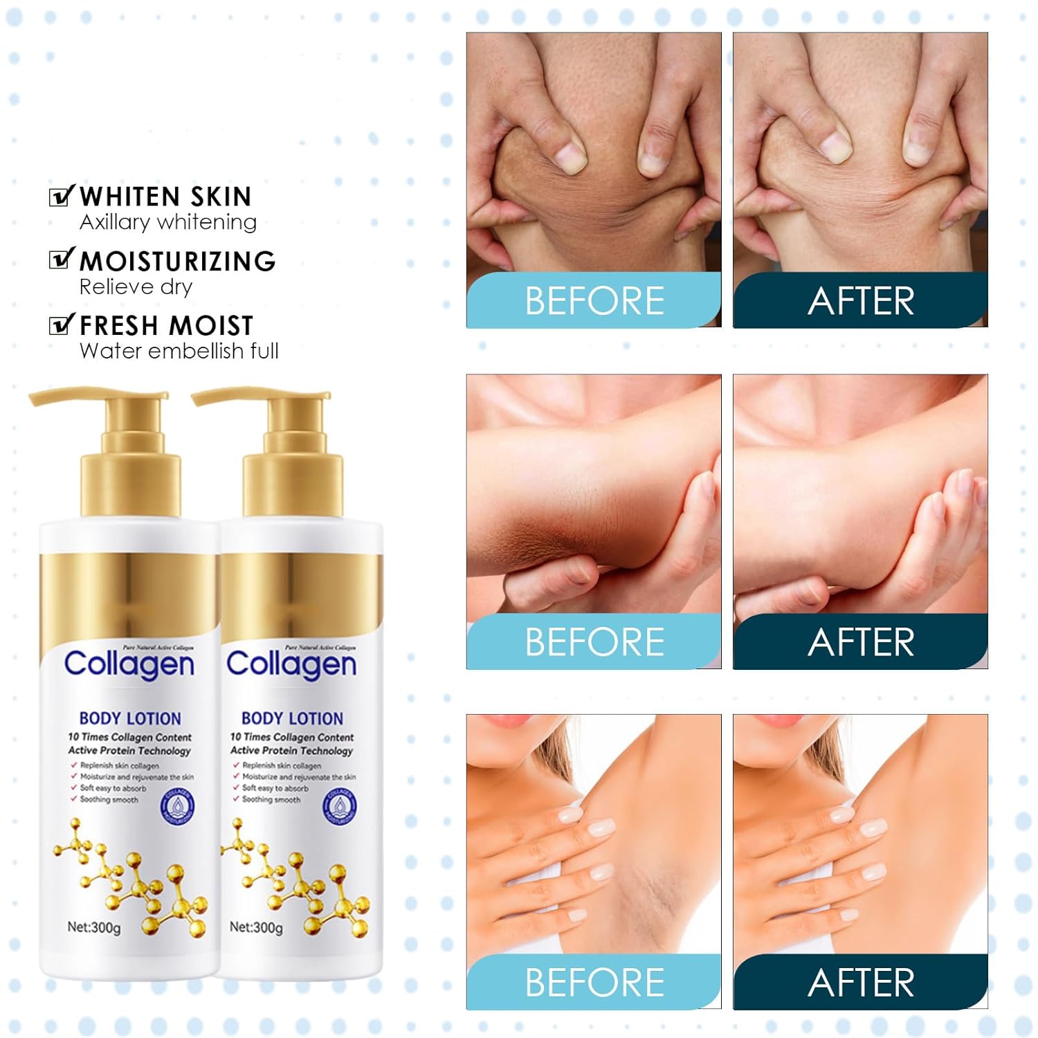 Collagen Anti-Aging Body Lotion, 300 G Sadoer Collagen Body Lotion, Sadoer Body Lotion, Sadoer Collagen Moisturizing Body Lotion (2pcs)