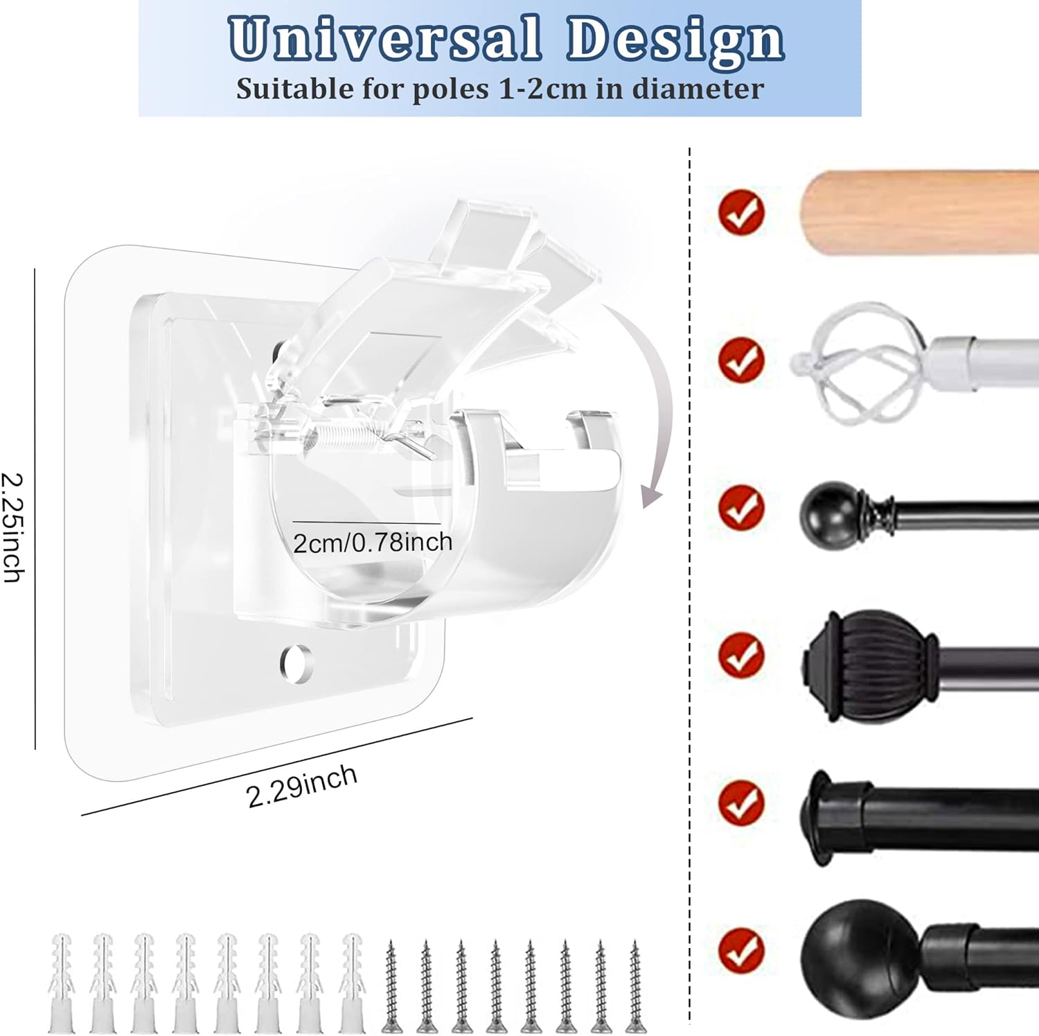 No Drill Curtain Rod Brackets No Drilling Self Adhesive Curtain Rod Holder