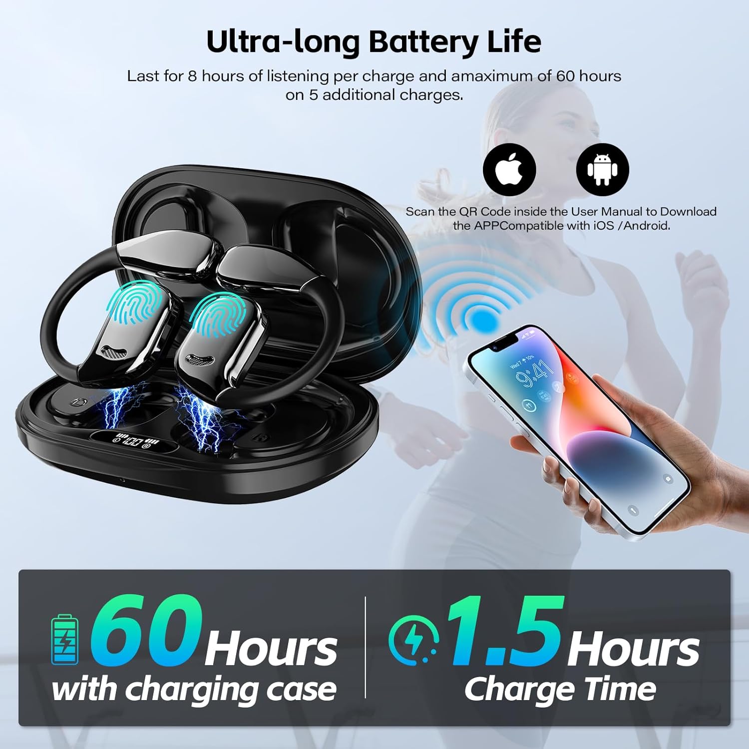 Translation Earbuds Real Time, AI Translator Earbuds for 144 Languages & Accents,5-in-1 Language Translator Earbuds,Ideal Translating Earbuds for Travel, Business and Leaning