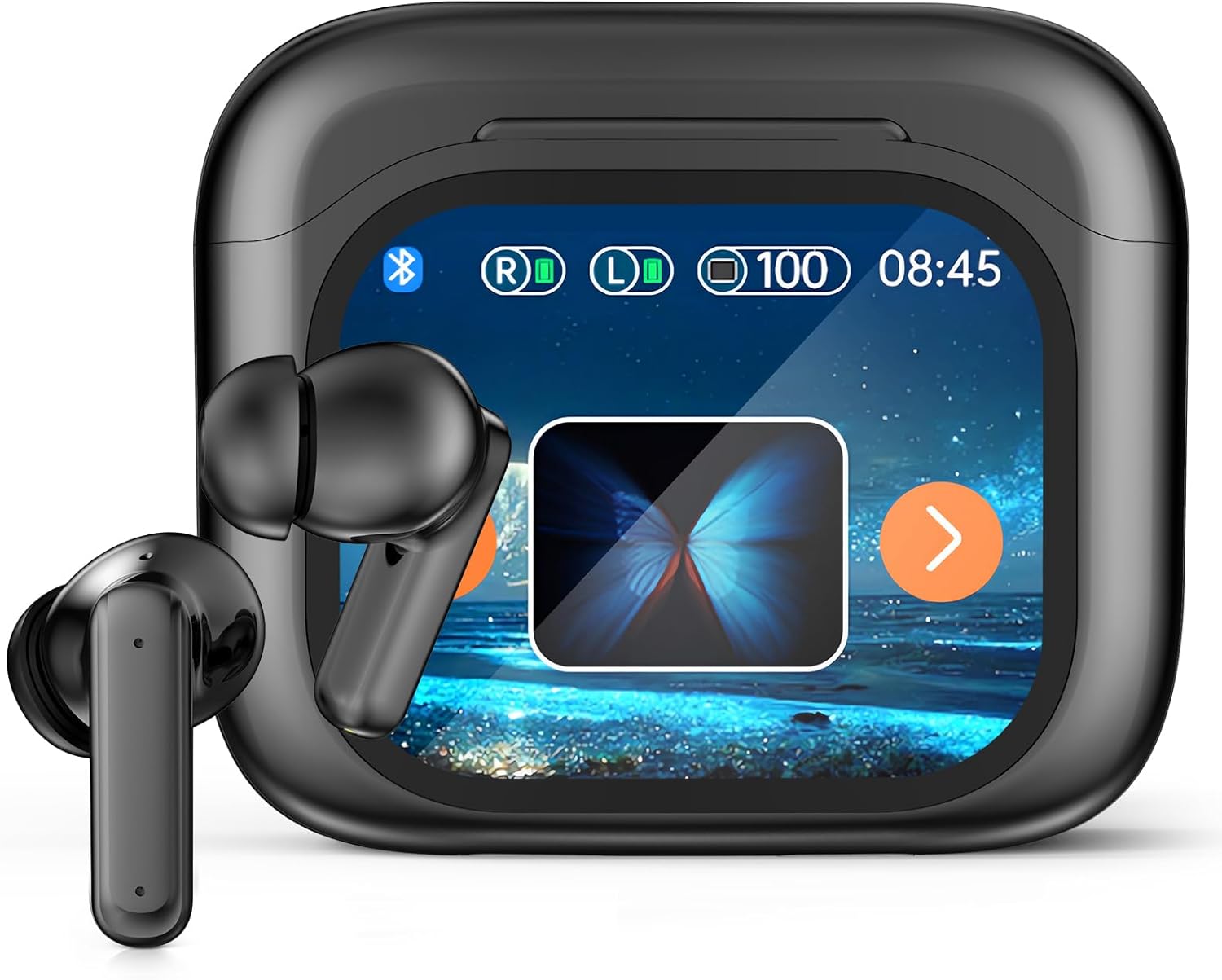 AI Language Translation Earbuds, LCD Touch Screen OWS Real-Time Translator for 144 Languages & Accents Headphones Translator Ideal for Travel Business Learning Translation Device Earphones