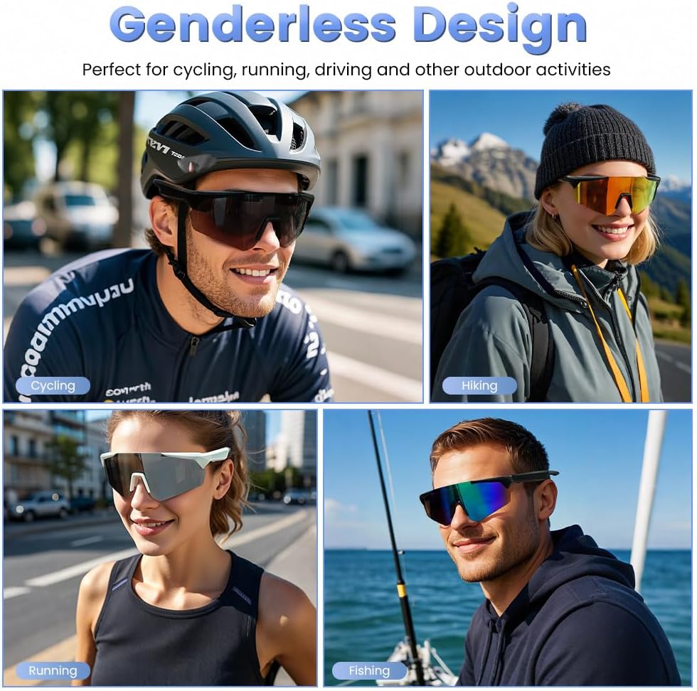 Polarized Bluetooth Sunglasses for Men,Sport Smart Glasses for Women with Open Ear Music Speakers,Built-in Mic,UV Protection Running Baseball Sunglasses, Cycling Glasses(Black)