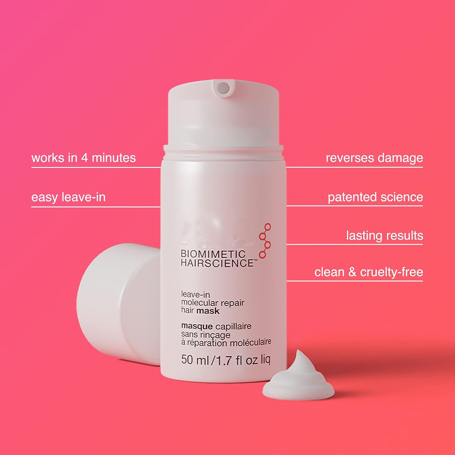 K18 Leave-In Molecular Hair Mask, Repairs Dry or Damaged Hair, Reverse Hair Damage from Bleach, Color, Chemical Services & Heat