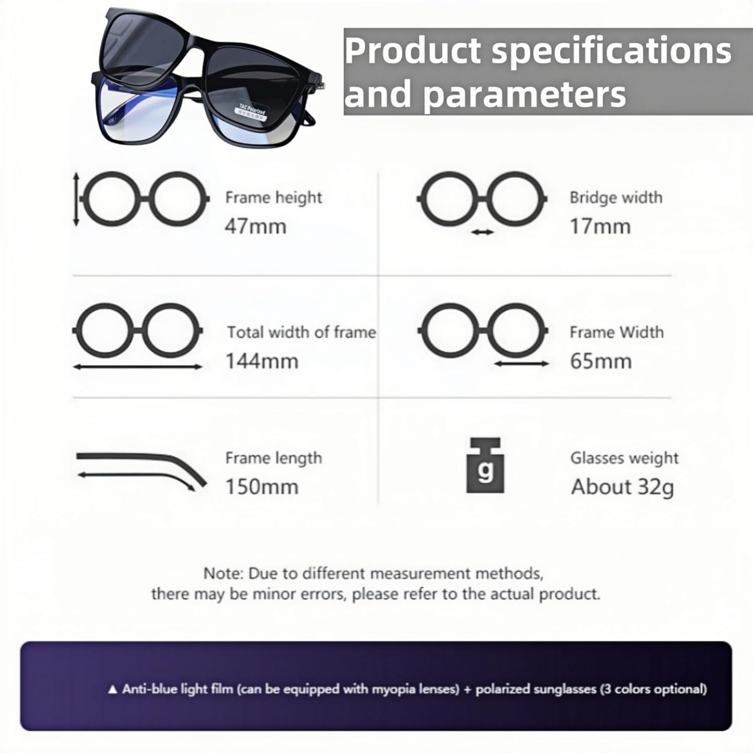 2-in-1 Smart Glasses for Women, Bluetooth Glasses for Women/Men with Speaker, Unisex Sunglasses, Blue Light Blocking & Polarized Lenses, Hands-Free Calls, UV400 Protection for Driving/Outdoor