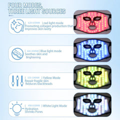 Red Light Therapy for Face,LED Face Mask, Red & Blue LED, Infrared Light Therapy, USB-C, Remote Control,4 Modes Portable red Light Facial Therapy Device with 2000mAh Rechargeable Remote