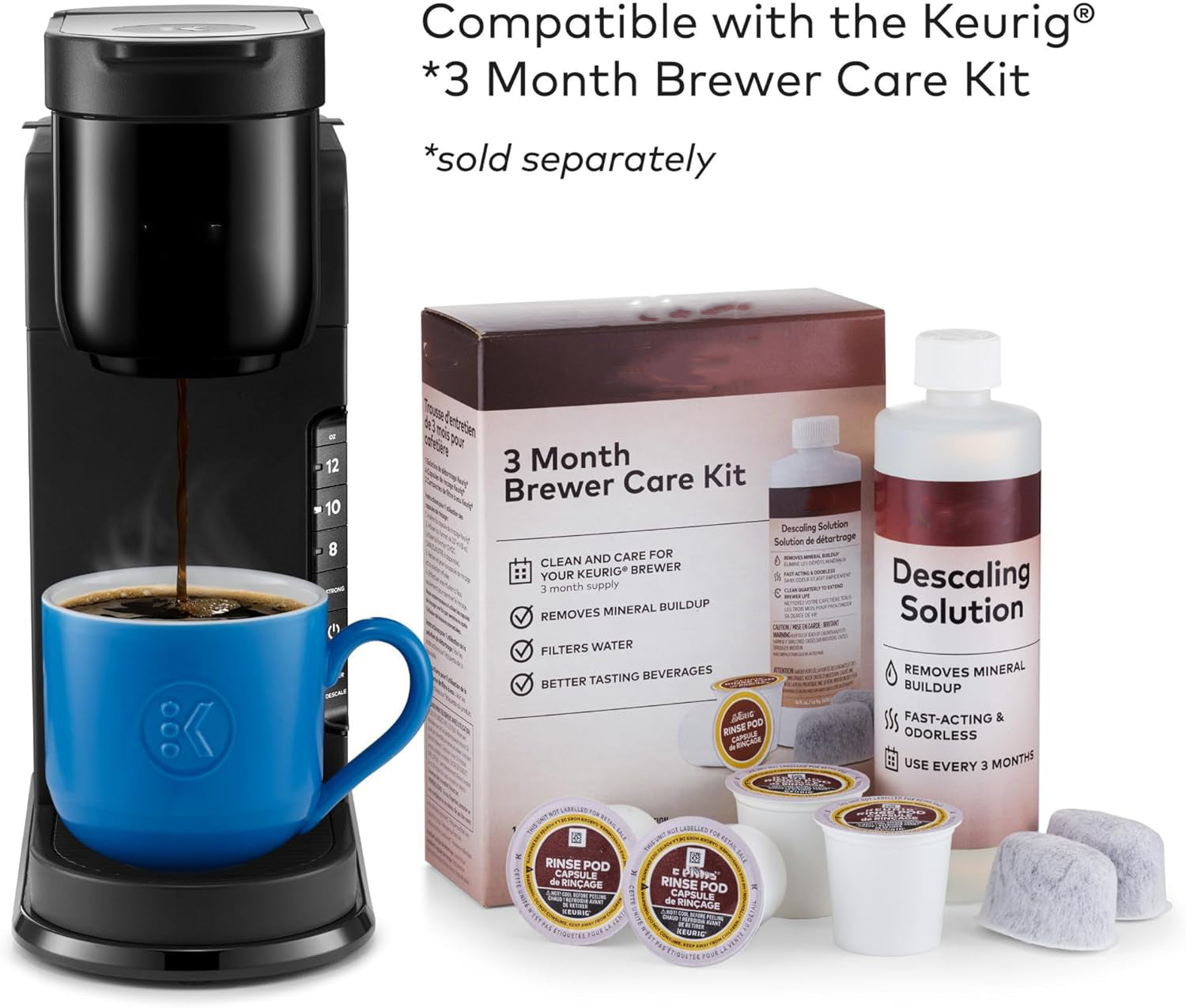 K-Express Single Serve K-Cup Pod Coffee Maker, 3 Brew Sizes, Strong Button Feature, 42oz Removable Reservoir, Black