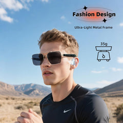 Pilot Smart Glasses,Bluetooth Sunglasses for Women/Men with Audio, Polarized Sunglasses,Dual Mic & Speakers, UV Protection, Music/Calling/Voice Assistant/Remote Photography，Silver Frame Gray Lens