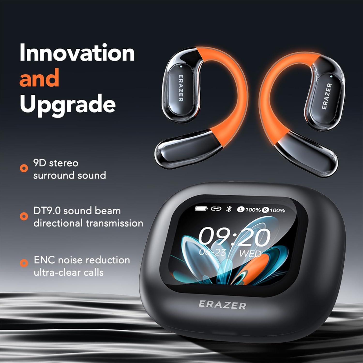 AI Translation Earbuds Real Time, OWS Real-Time Translator Earbuds for 134 Languages LCD Touch Screen, Two Way Translation Headphones for Travel, Business, Learning, Compatible with iOS & Android