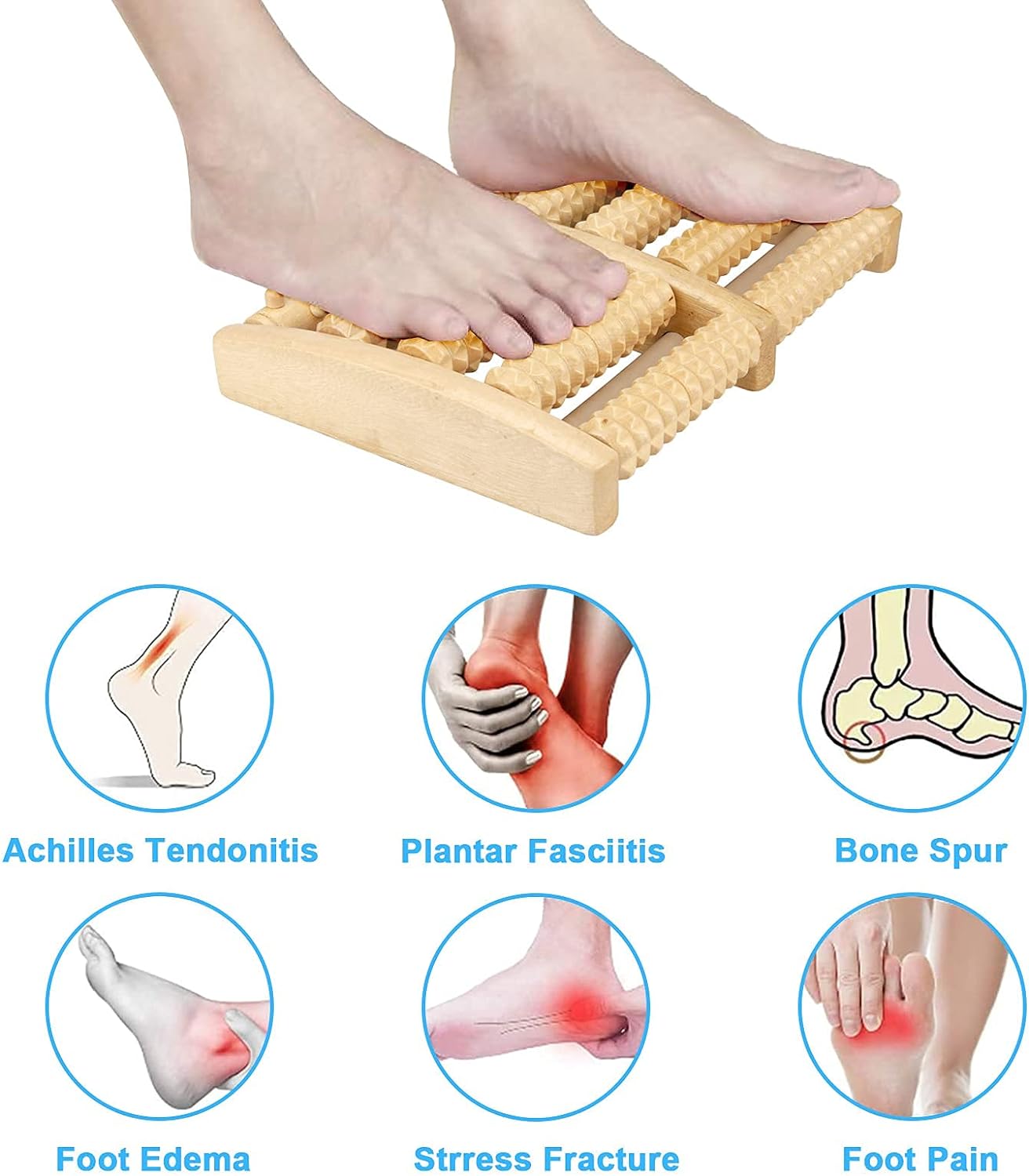 Wooden Foot Roller for Men- Foot Massager Roller for Plantar Fasciitis, Arch Pain and Muscle Tension, Stress Relief and Feet Muscle Relaxation (Natural)