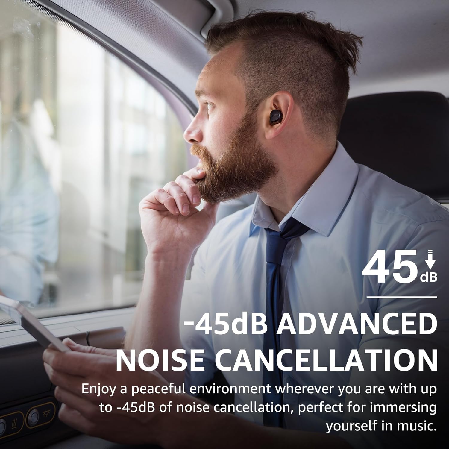 Hybrid Active Noise Cancelling Wireless Earbuds, 6 Mics ENC Clear Call, IPX8 Waterproof, in Ear Bluetooth 5.3 Headphones Stereo Bass Ear Buds 59H Playtime with LED Display 32 EQs via APP