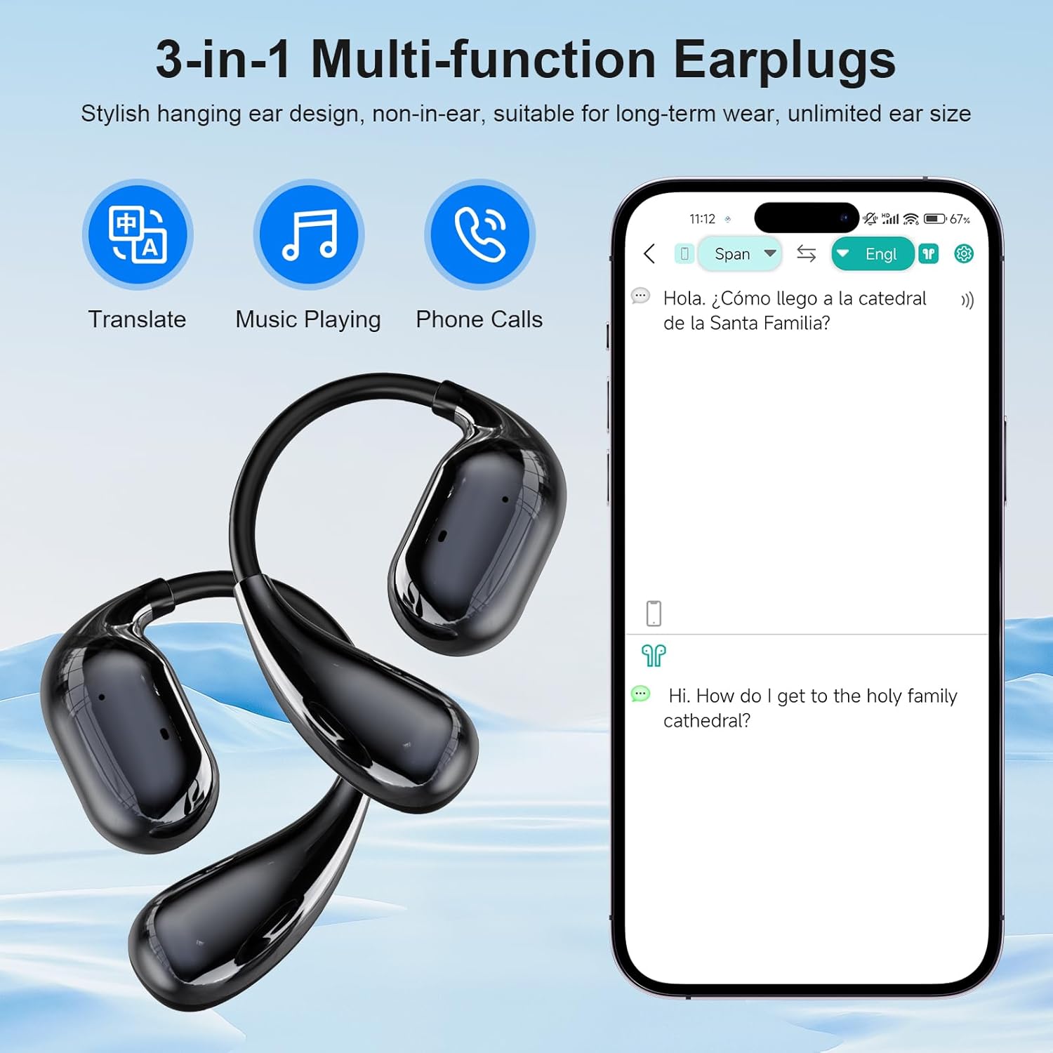 Translation Earbuds - Language Translator Earbuds in 150 Languages and 10 Offline, Translating Earbuds Real Time for iOS & Android, Translator Device for Travel Business
