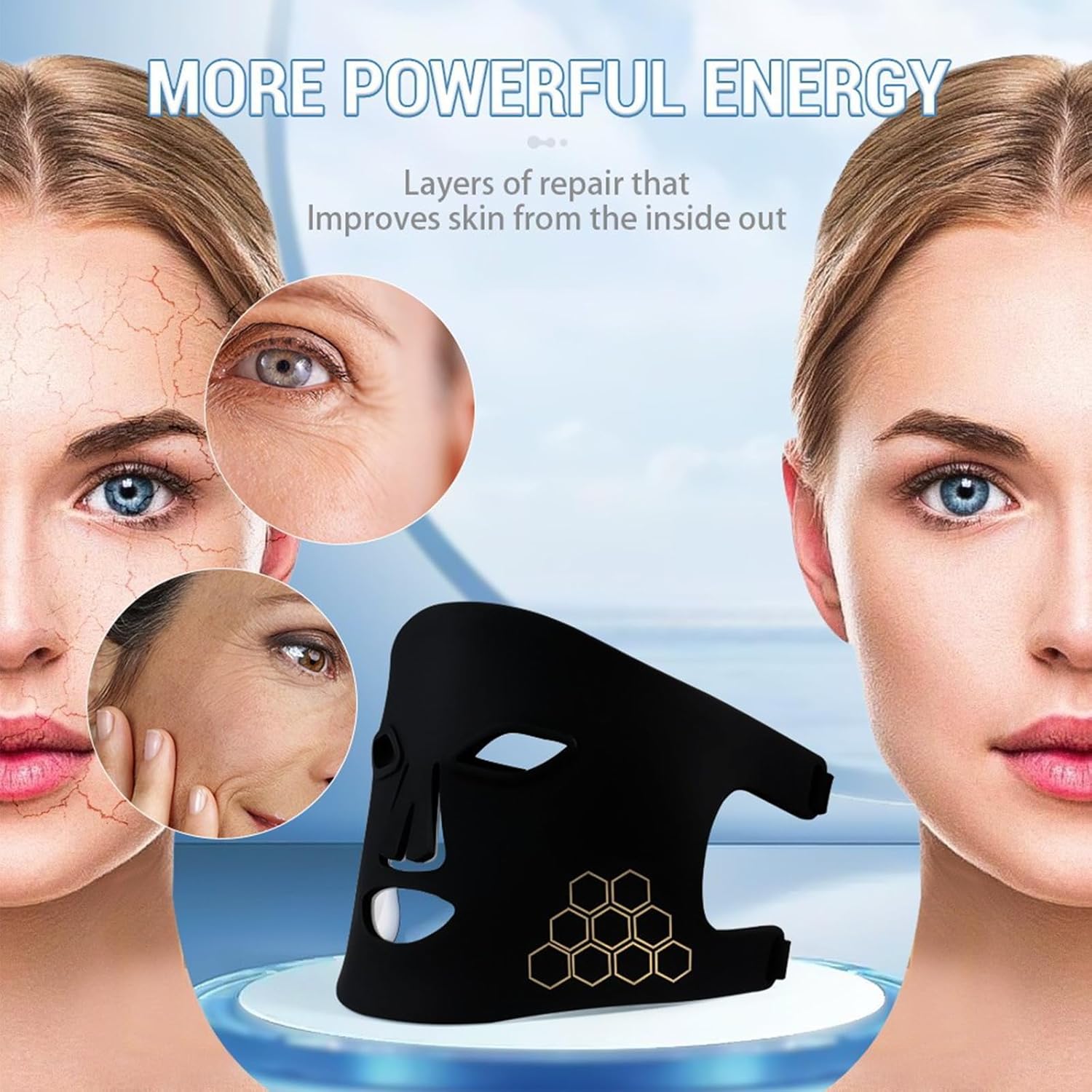 Red Light Therapy for Face,LED Face Mask, Red & Blue LED, Infrared Light Therapy, USB-C, Remote Control,4 Modes Portable red Light Facial Therapy Device with 2000mAh Rechargeable Remote