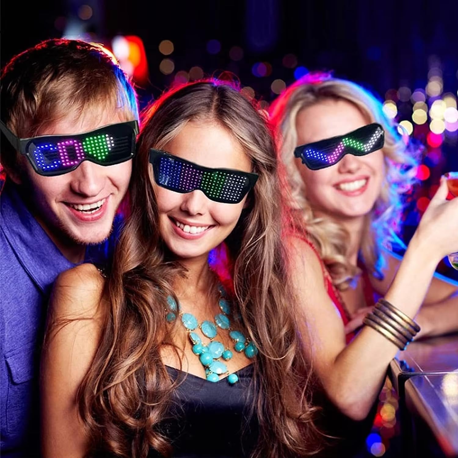 LED Glasses, Party Glasses, Customizable Bluetooth Glasses, Light Up Glasses, for Birthday Party, Halloween Party, Christmas, New Year, Neon Glasses, Smart Glasses, Led Light Party