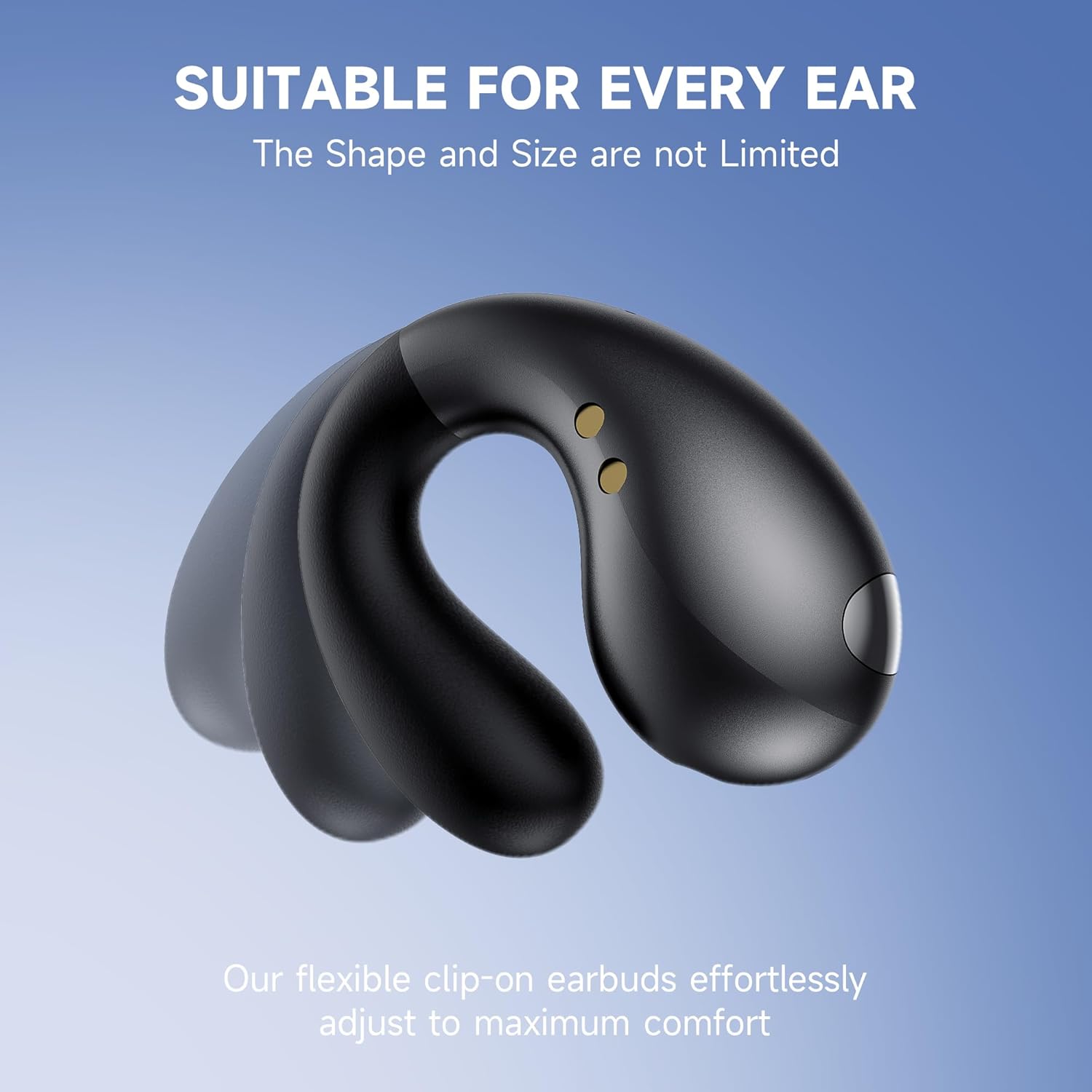 Open Ear Earbuds Wireless Bluetooth 5.3 Earphones, Flexible Clip On Ear buds with 36H Playtime LED Display Bone Conduction Headphones, IPX7 Waterproof Light Weight Fit for Every Ear, Sport, Workout