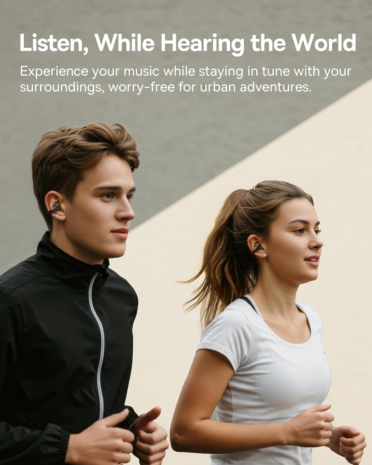 Bowie MC1 Open Ear Clip-On Earbuds, Adaptive Comfort with Anti-Drop Design, Impactful Sound with Adaptive Bass Boost, Adaptive Noise Cancelling Calls, IP57 Waterproof, 40H Playtime, Lightweight