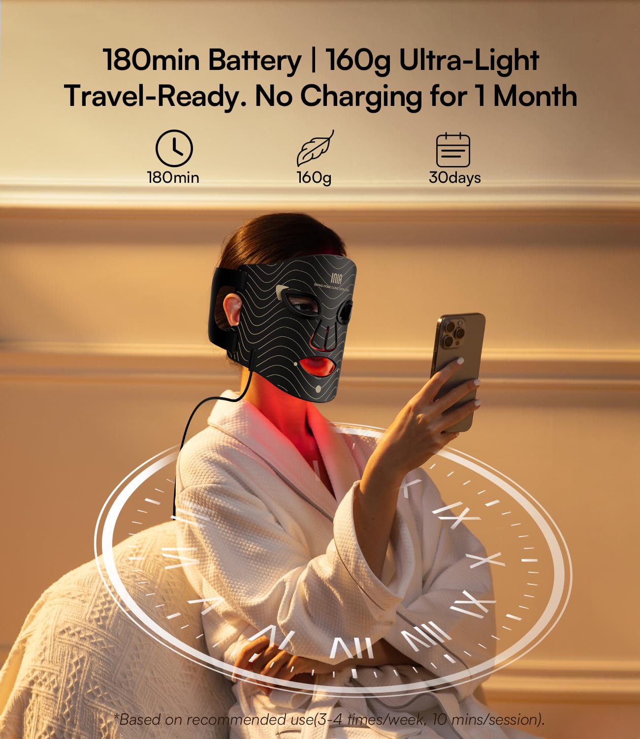 Red Light Therapy Mask for Face – 4 Light Modes with 850nm NIR, Red & Blue LED Light Therapy, 2600mAh Rechargeable LED Face Mask for Anti-Aging, Skin Firming & Radiant Glow at Home