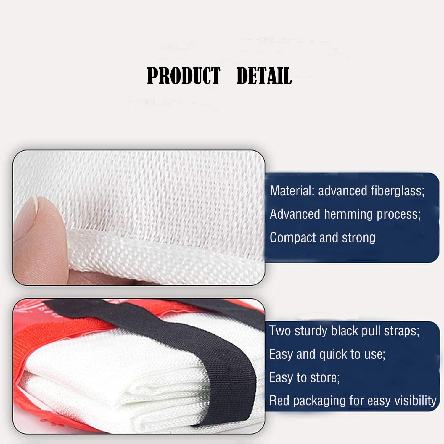 Fiberglass Fire Blanket for Emergency Surival, Flame Retardant Protection and Heat Insulation with Various Sizes