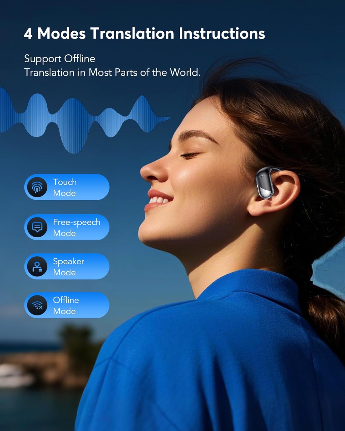 AI Translator Earbuds Real-Time 144 Languages & Accents, 3-in-1 Open Ear Wireless Bluetooth Earbuds with Charging Case, Spanish/English Audífonos Traductores, iOS & Android Compatible