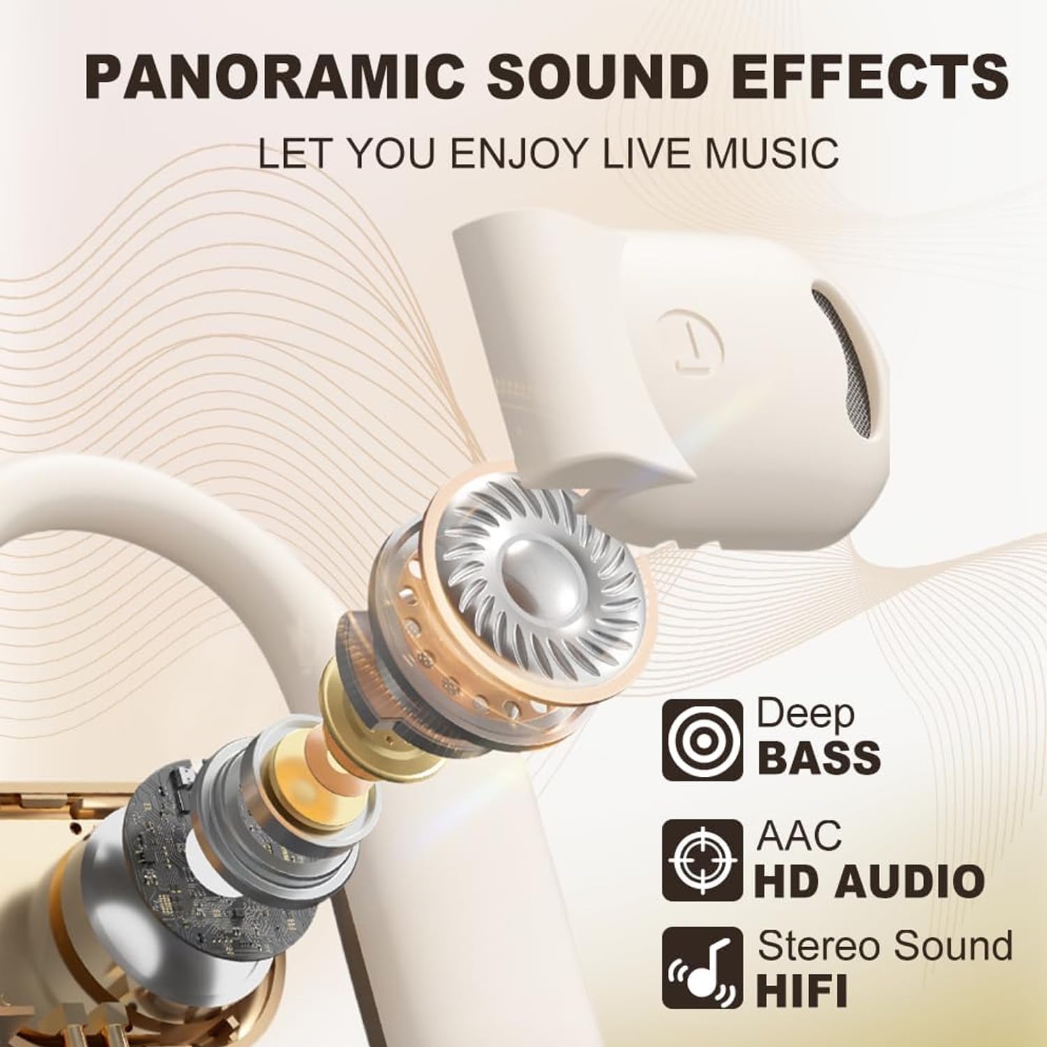Language Translator Earbuds, 3-in-1 Translation Earbuds, AI Translation Earbuds Real Time for Android iOS, 144 Languages AI Earbuds Translators Headphones for Travel Business Learning (Khaki)