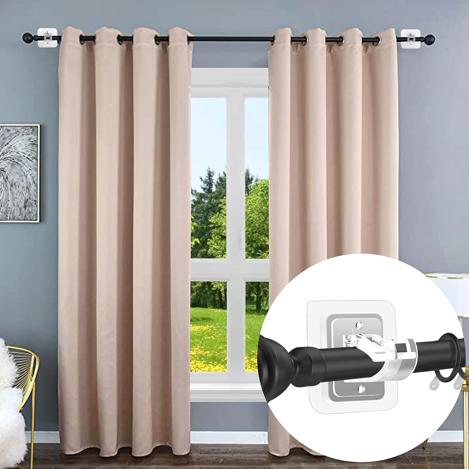 No Drill Curtain Rod Brackets No Drilling Self Adhesive Curtain Rod Holder