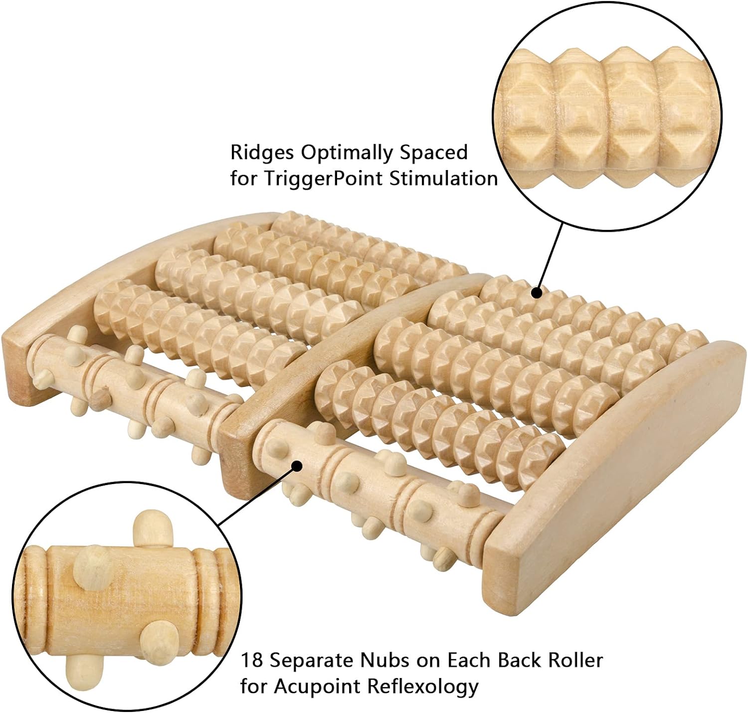 Wooden Foot Roller for Men- Foot Massager Roller for Plantar Fasciitis, Arch Pain and Muscle Tension, Stress Relief and Feet Muscle Relaxation (Natural)