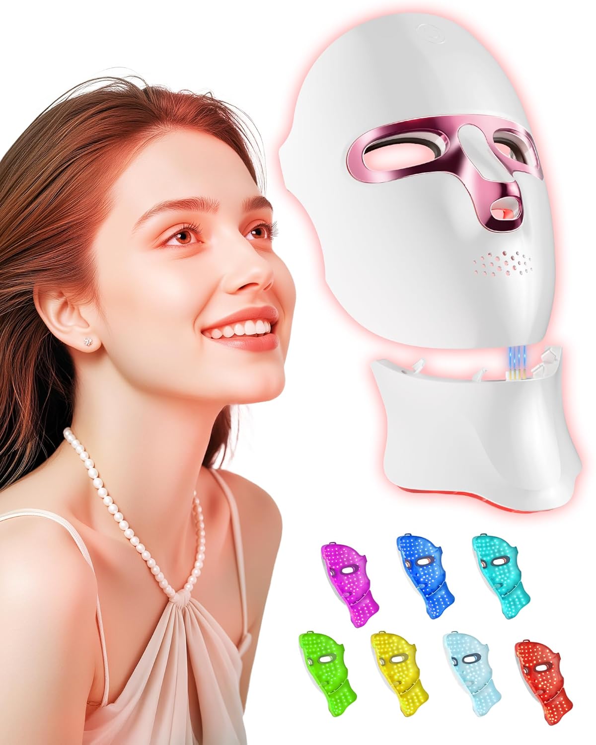 Red Light Therapy Mask for Face & Neck, LED Face Light Therapy,USB C Rechargeable,Infrared Mask for Home Working Travel Yoga