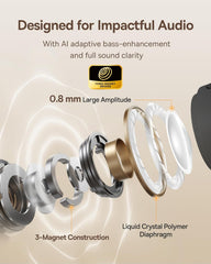 Bowie MC1 Open Ear Clip-On Earbuds, Adaptive Comfort with Anti-Drop Design, Impactful Sound with Adaptive Bass Boost, Adaptive Noise Cancelling Calls, IP57 Waterproof, 40H Playtime, Lightweight